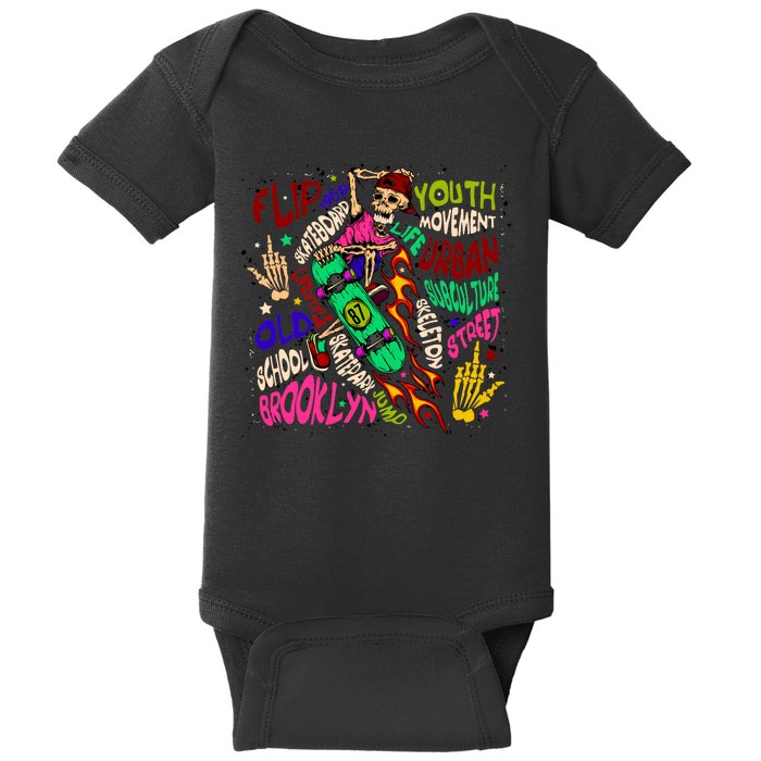 Skateboarding Skeleton Dude Baby Bodysuit