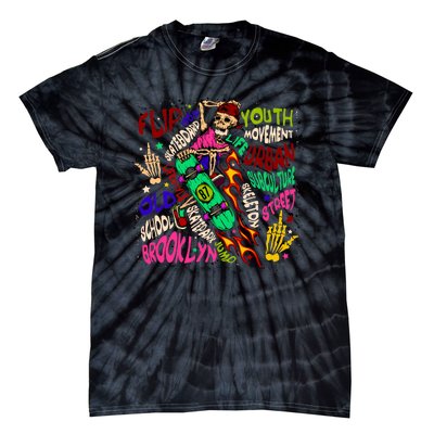 Skateboarding Skeleton Dude Tie-Dye T-Shirt