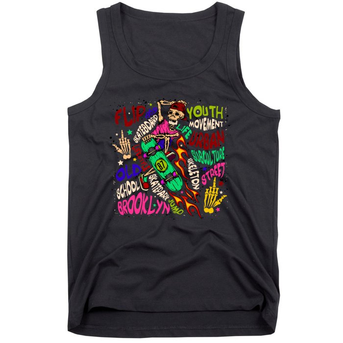 Skateboarding Skeleton Dude Tank Top