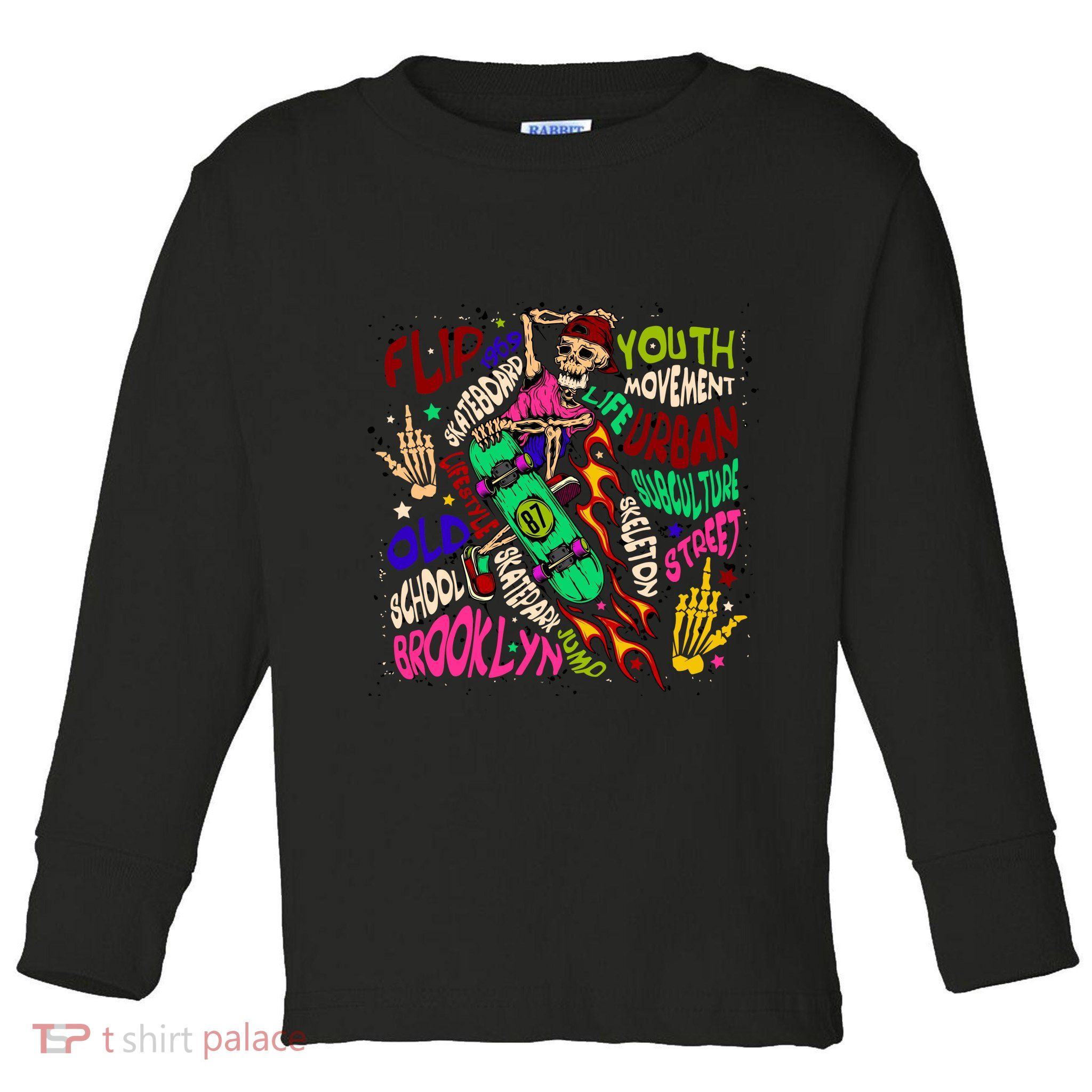 Skateboarding Skeleton Dude Toddler Long Sleeve Shirt