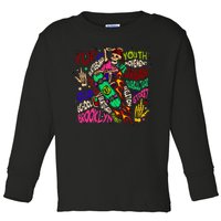 Skateboarding Skeleton Dude Toddler Long Sleeve Shirt