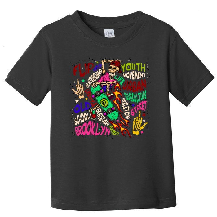 Skateboarding Skeleton Dude Toddler T-Shirt