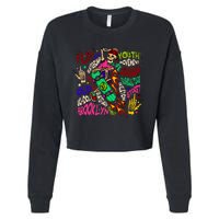 Skateboarding Skeleton Dude Cropped Pullover Crew