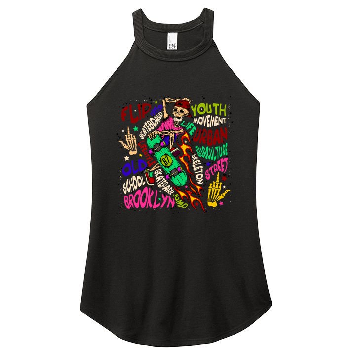 Skateboarding Skeleton Dude Women's Perfect Tri Rocker Tank