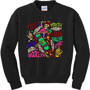 Skateboarding Skeleton Dude Kids Sweatshirt