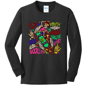 Skateboarding Skeleton Dude Kids Long Sleeve Shirt