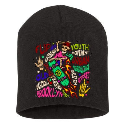 Skateboarding Skeleton Dude Short Acrylic Beanie