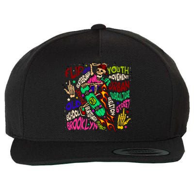 Skateboarding Skeleton Dude Wool Snapback Cap