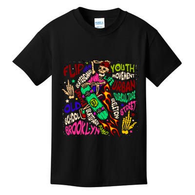Skateboarding Skeleton Dude Kids T-Shirt