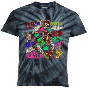 Skateboarding Skeleton Dude Kids Tie-Dye T-Shirt