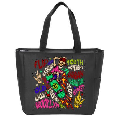 Skateboarding Skeleton Dude Zip Tote Bag