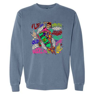 Skateboarding Skeleton Dude Garment-Dyed Sweatshirt