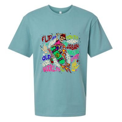 Skateboarding Skeleton Dude Sueded Cloud Jersey T-Shirt