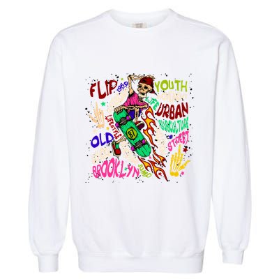 Skateboarding Skeleton Dude Garment-Dyed Sweatshirt