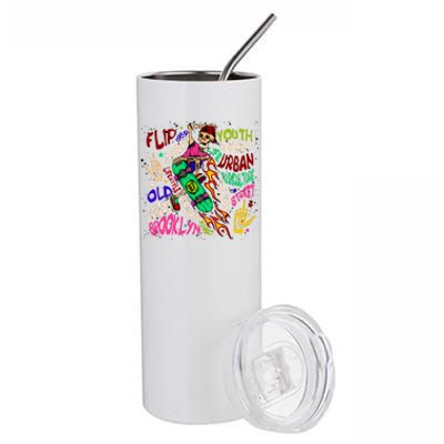 Skateboarding Skeleton Dude Stainless Steel Tumbler