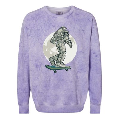 Skater Astronaut Moon Colorblast Crewneck Sweatshirt