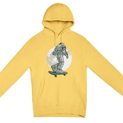 Skater Astronaut Moon Premium Pullover Hoodie