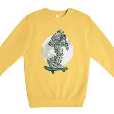 Skater Astronaut Moon Premium Crewneck Sweatshirt