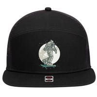 Skater Astronaut Moon 7 Panel Mesh Trucker Snapback Hat