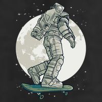 Skater Astronaut Moon 7 Panel Mesh Trucker Snapback Hat