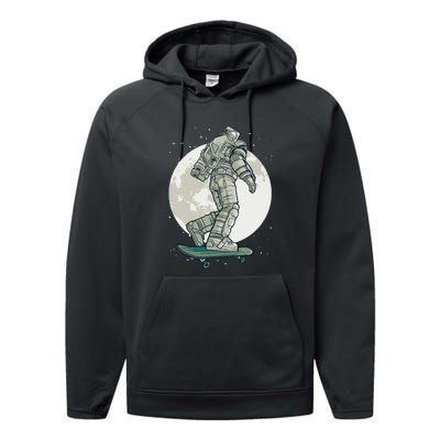 Skater Astronaut Moon Performance Fleece Hoodie