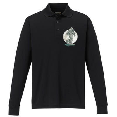 Skater Astronaut Moon Performance Long Sleeve Polo