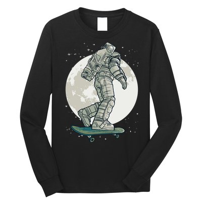 Skater Astronaut Moon Long Sleeve Shirt