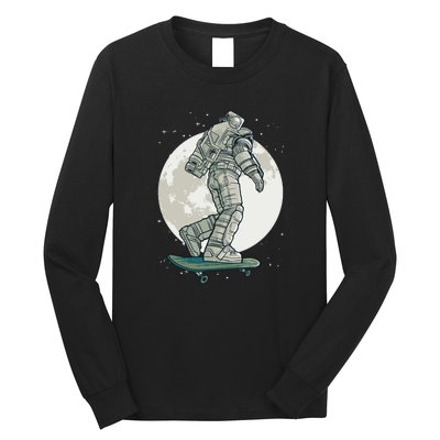 Skater Astronaut Moon Long Sleeve Shirt