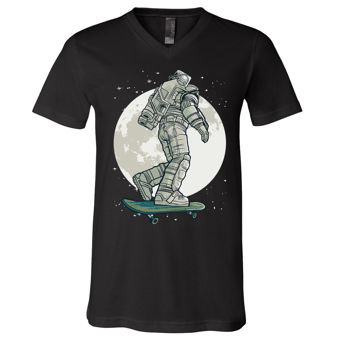 Skater Astronaut Moon V-Neck T-Shirt