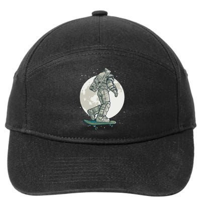 Skater Astronaut Moon 7-Panel Snapback Hat