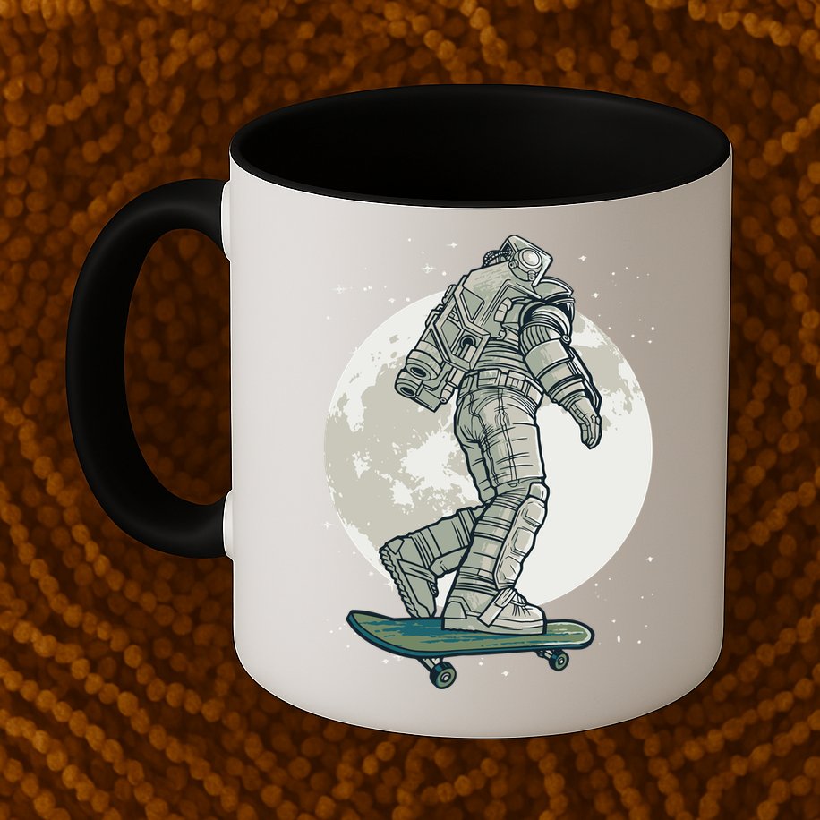 Skater Astronaut Moon Mug