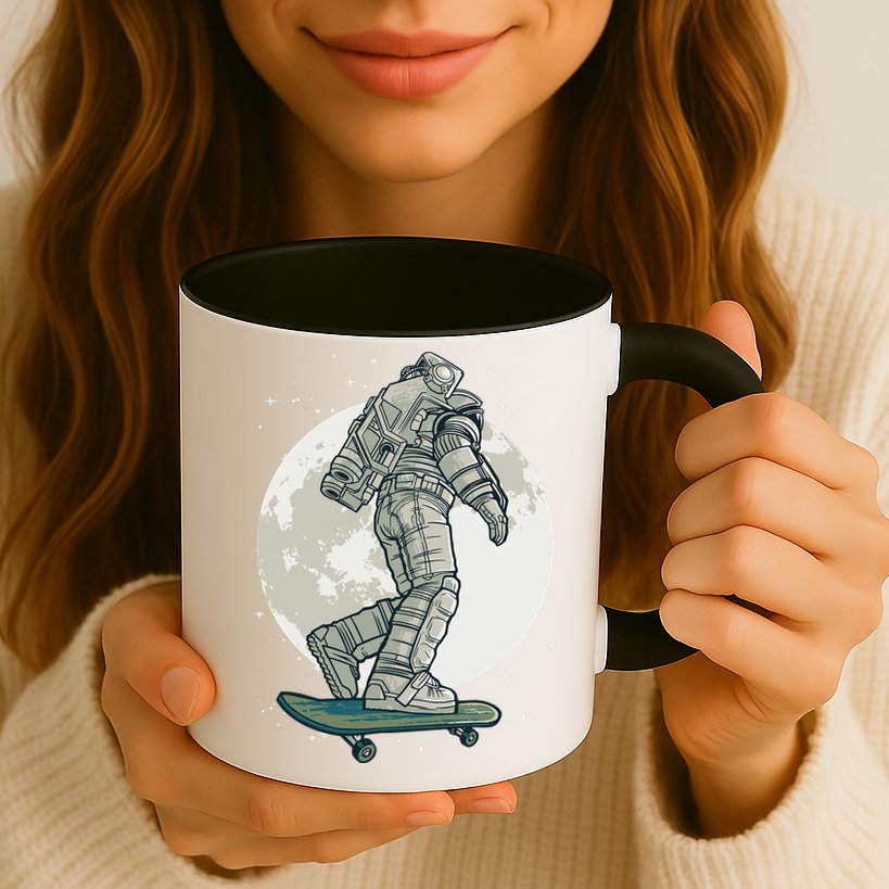 Skater Astronaut Moon Mug