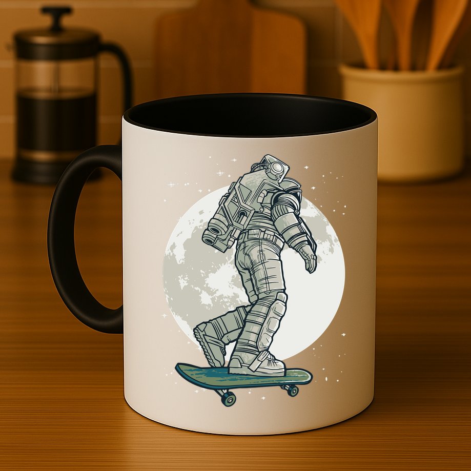 Skater Astronaut Moon Mug