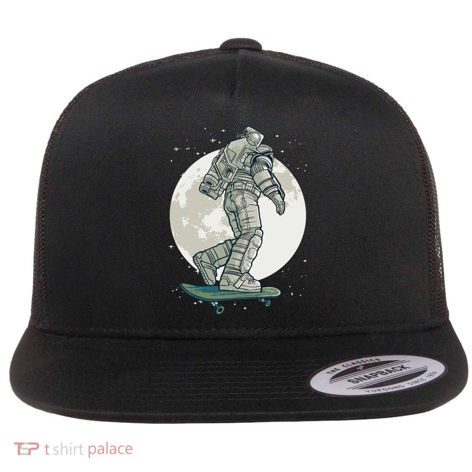 Skater Astronaut Moon Flatbill Hat