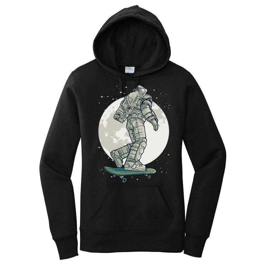 Skater Astronaut Moon Women's Pullover Hoodie