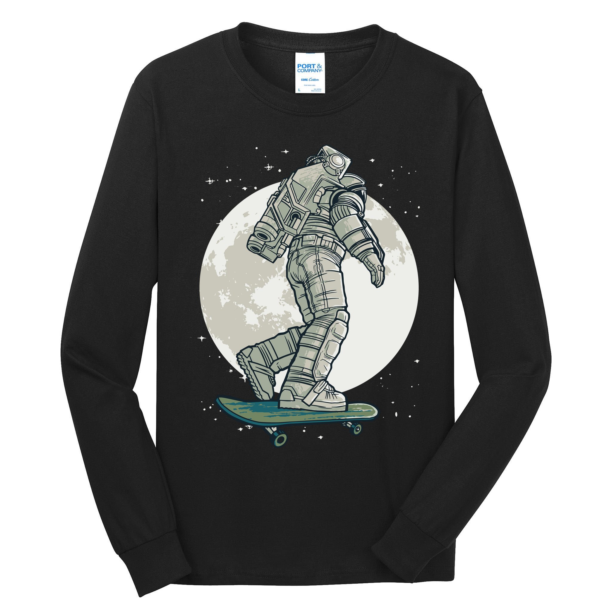 Skater Astronaut Moon Tall Long Sleeve T-Shirt