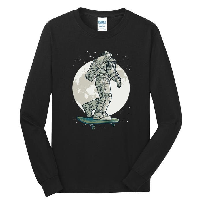 Skater Astronaut Moon Tall Long Sleeve T-Shirt