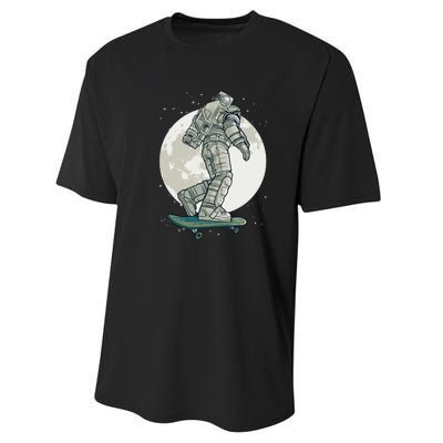 Skater Astronaut Moon Performance Sprint T-Shirt