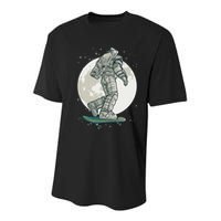 Skater Astronaut Moon Youth Performance Sprint T-Shirt