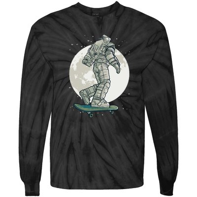 Skater Astronaut Moon Tie-Dye Long Sleeve Shirt