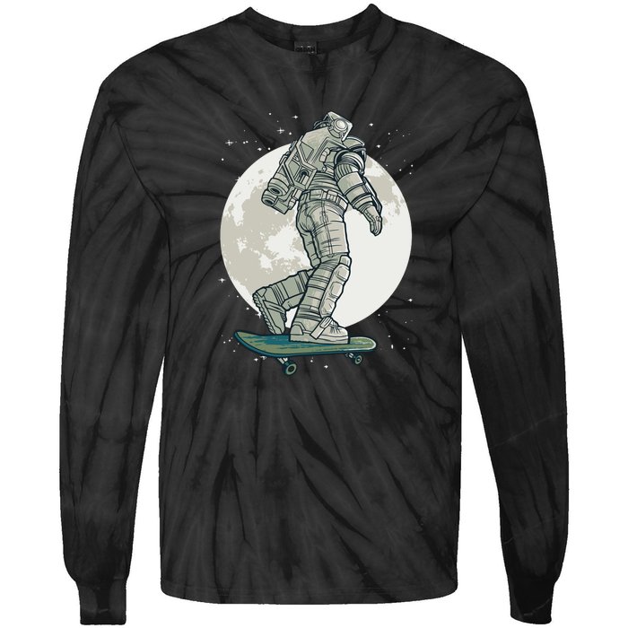 Skater Astronaut Moon Tie-Dye Long Sleeve Shirt