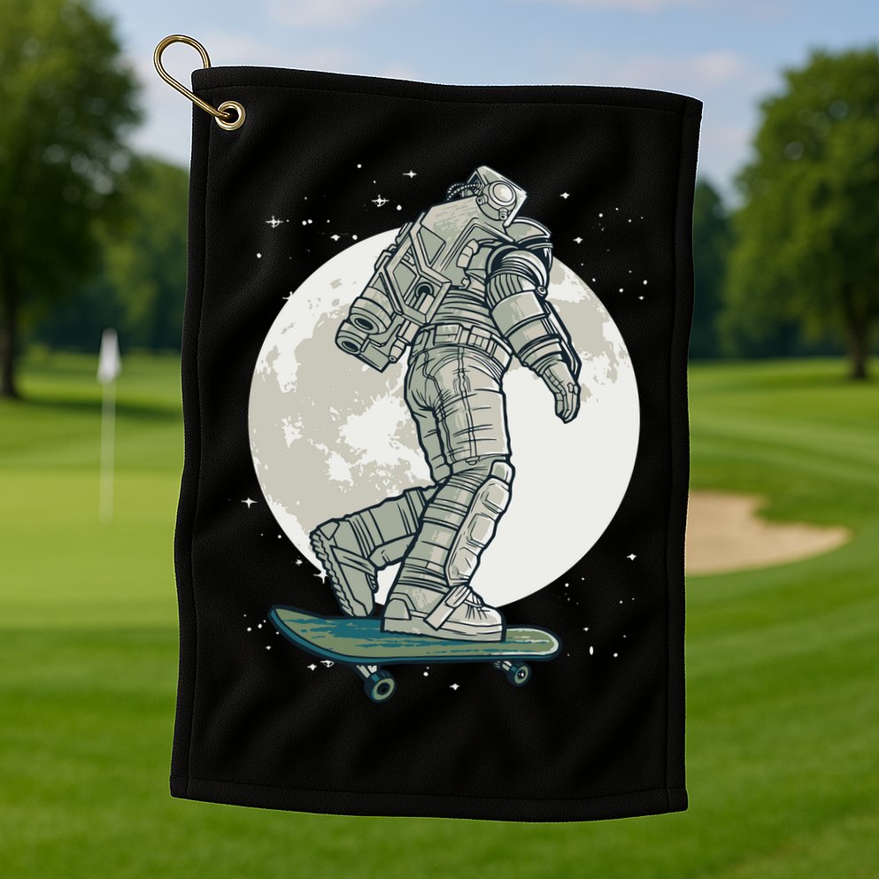 Skater Astronaut Moon Golf Towel