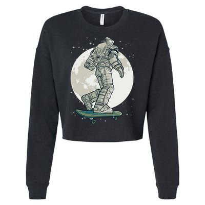 Skater Astronaut Moon Cropped Pullover Crew
