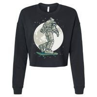 Skater Astronaut Moon Cropped Pullover Crew