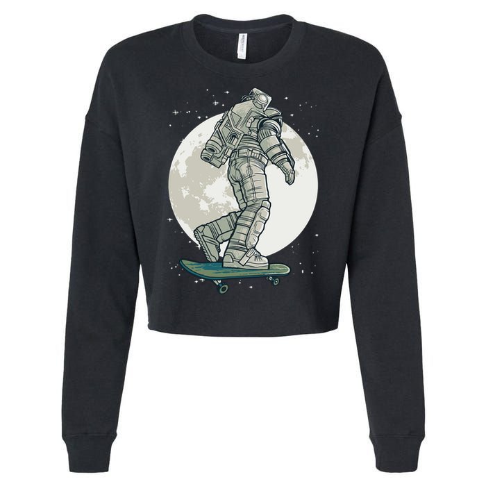 Skater Astronaut Moon Cropped Pullover Crew