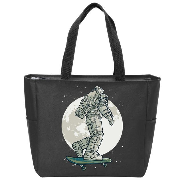 Skater Astronaut Moon Zip Tote Bag