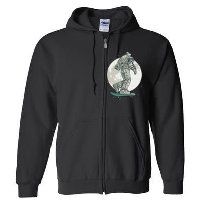 Skater Astronaut Moon Full Zip Hoodie