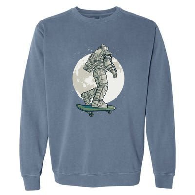 Skater Astronaut Moon Garment-Dyed Sweatshirt