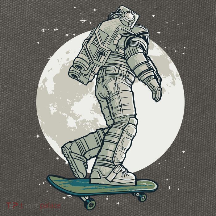 Skater Astronaut Moon Cotton Canvas Backpack
