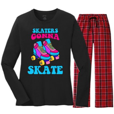 Skaters Gonna Skate Women's Long Sleeve Flannel Pajama Set 